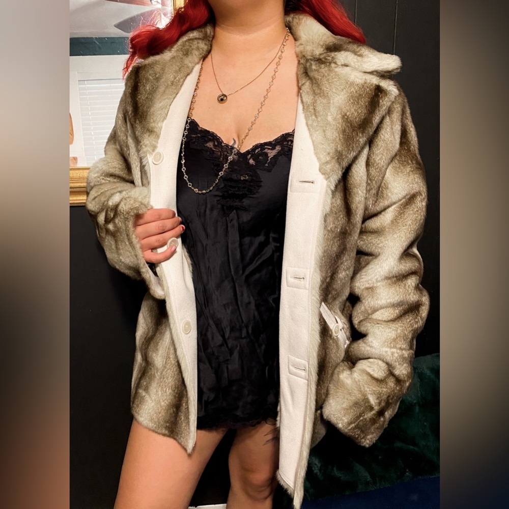 Dennis by Dennis Basso Reversible Faux Fur Coat Size L